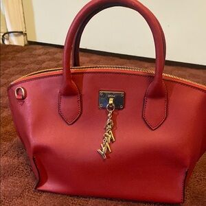 Dkny Red Satchel with Gold Accents